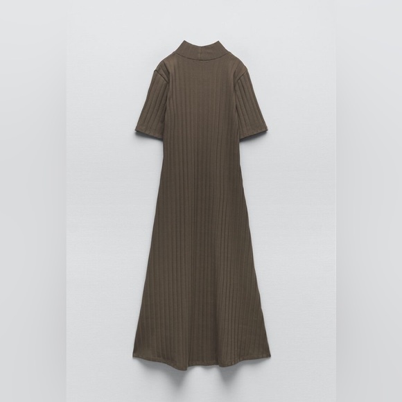 ZARA RIBBED MOCK-NECK DRESS - Picture 5 of 8